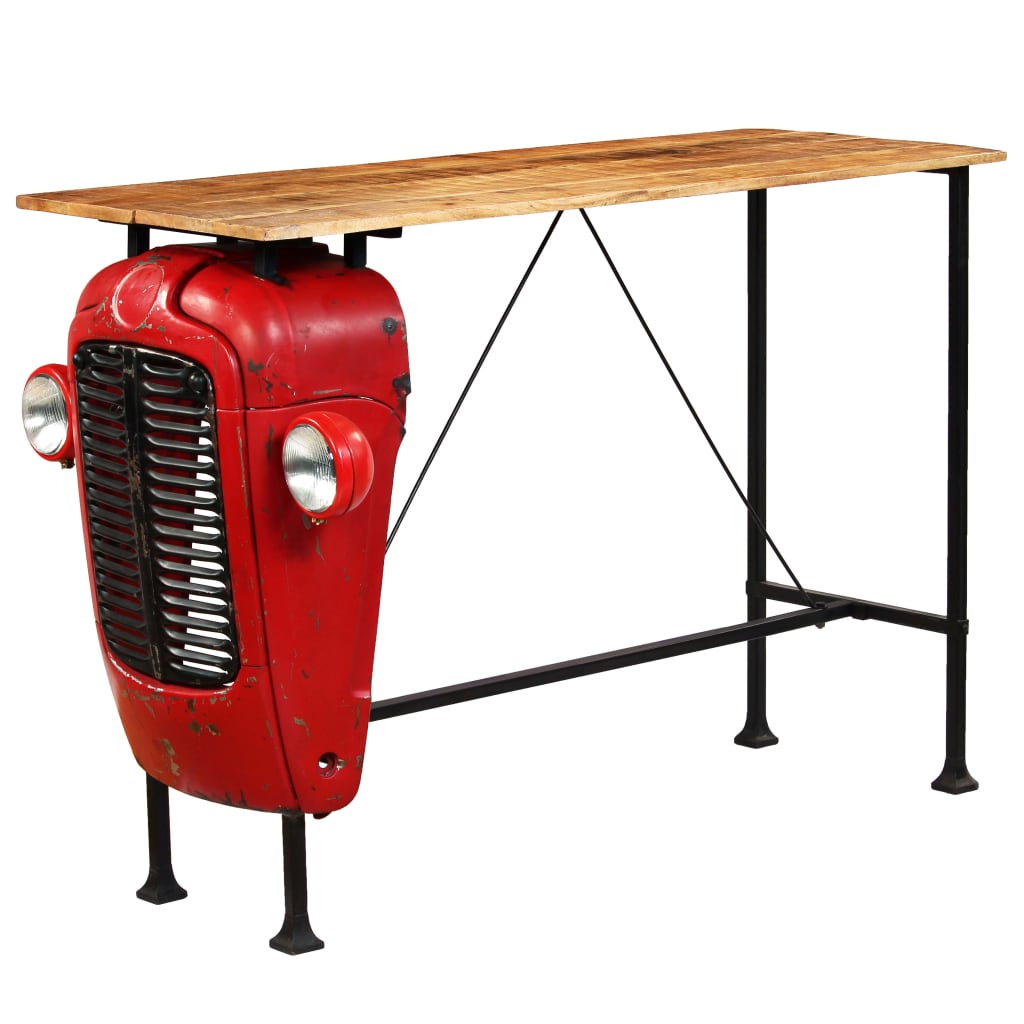 vidaXL Mesa de bar de tractor madera maciza mango rojo 60x150x107 cm