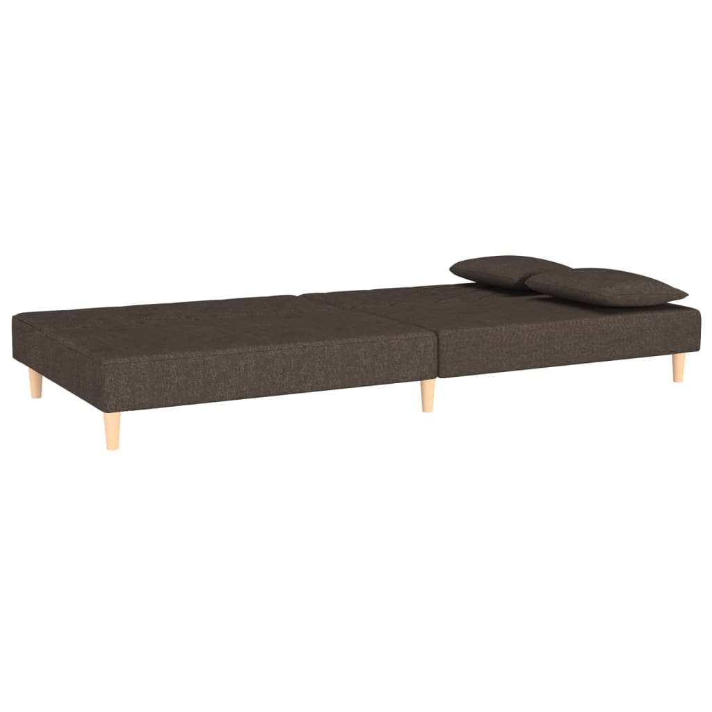 vidaXL Sofá cama de 2 plazas con dos almohadas tela marrón