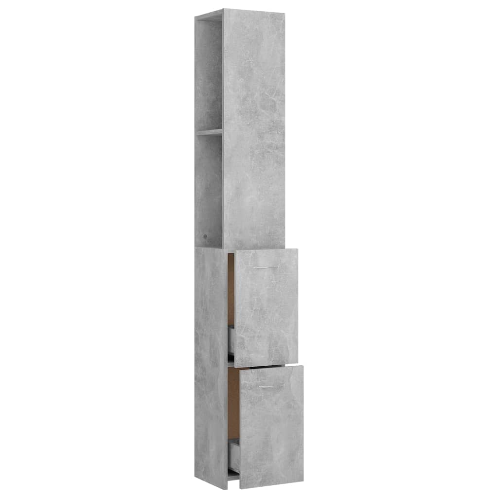 vidaXL Armario baño madera contrachapada gris hormigón 25x26,5x170 cm