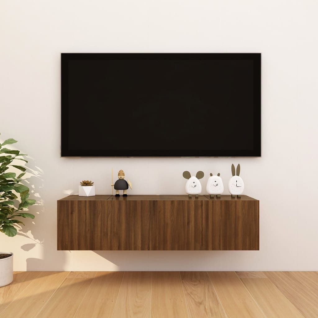 vidaXL Muebles para TV de pared 4 uds roble marrón 30,5x30x30 cm