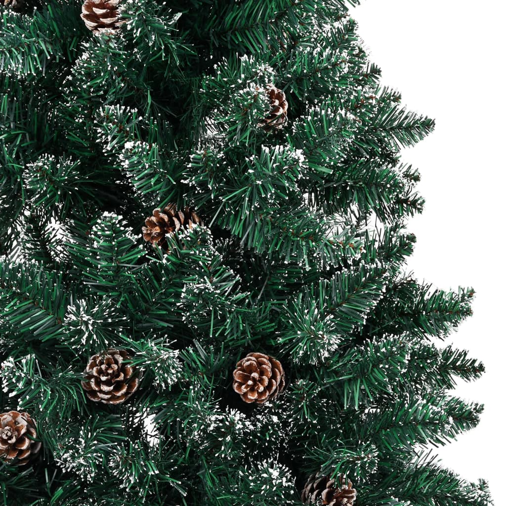 vidaXL Árbol Navidad artificial delgado con LEDs y bolas verde 150 cm