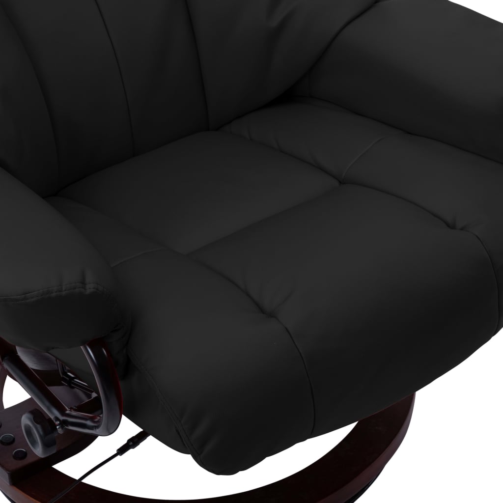 vidaXL Sillón reclinable masaje cuero sintético madera curvada negro