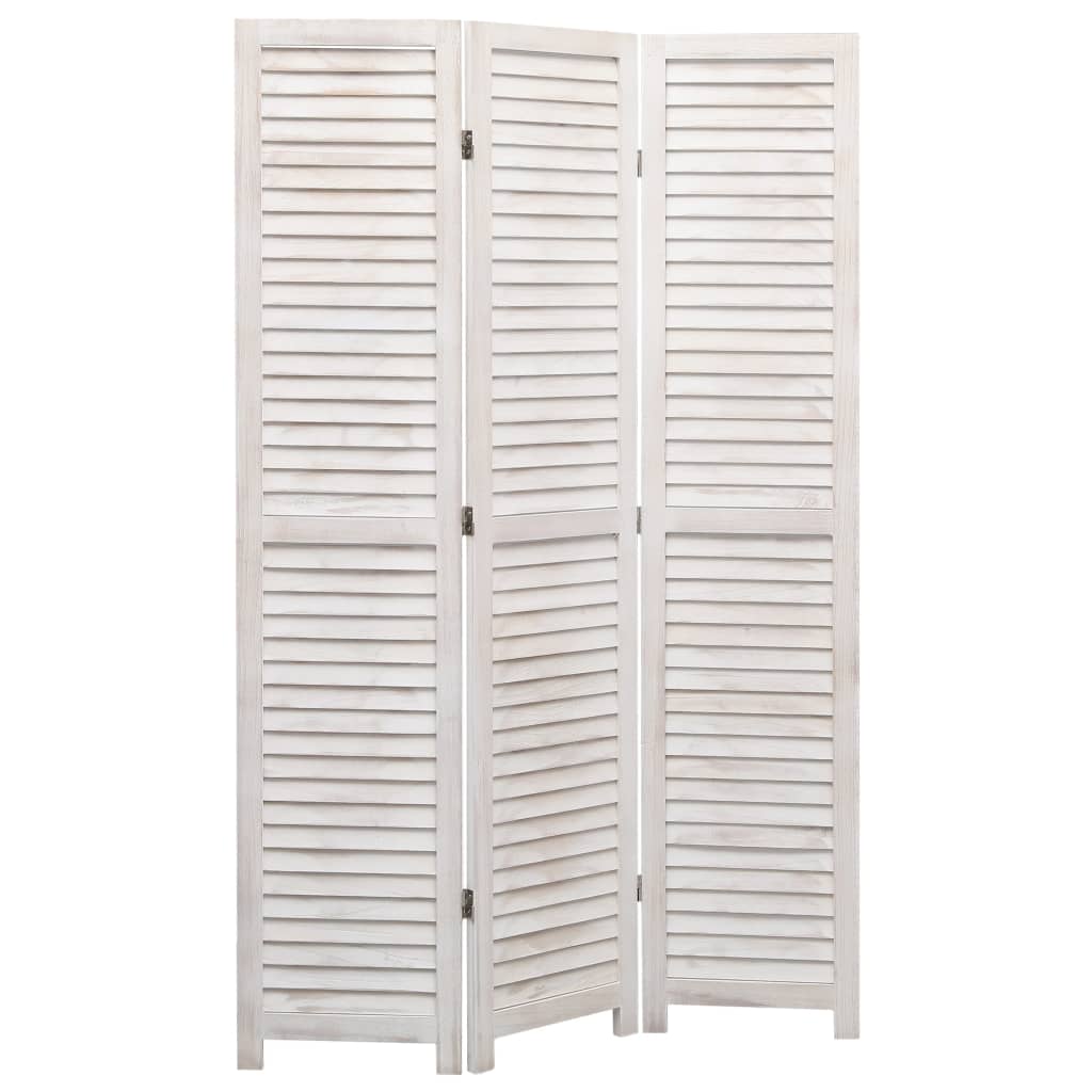 vidaXL Biombo de 3 paneles madera blanco 105x165 cm