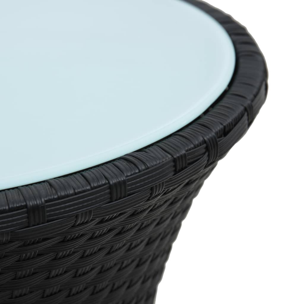 vidaXL Mesa de jardín en forma de tambor ratán sintético negro