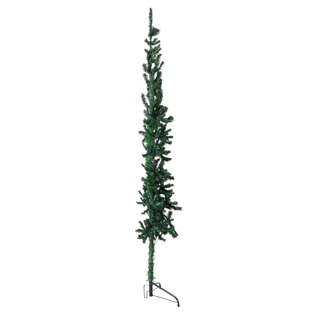 vidaXL Medio árbol de Navidad artificial con soporte verde 240 cm