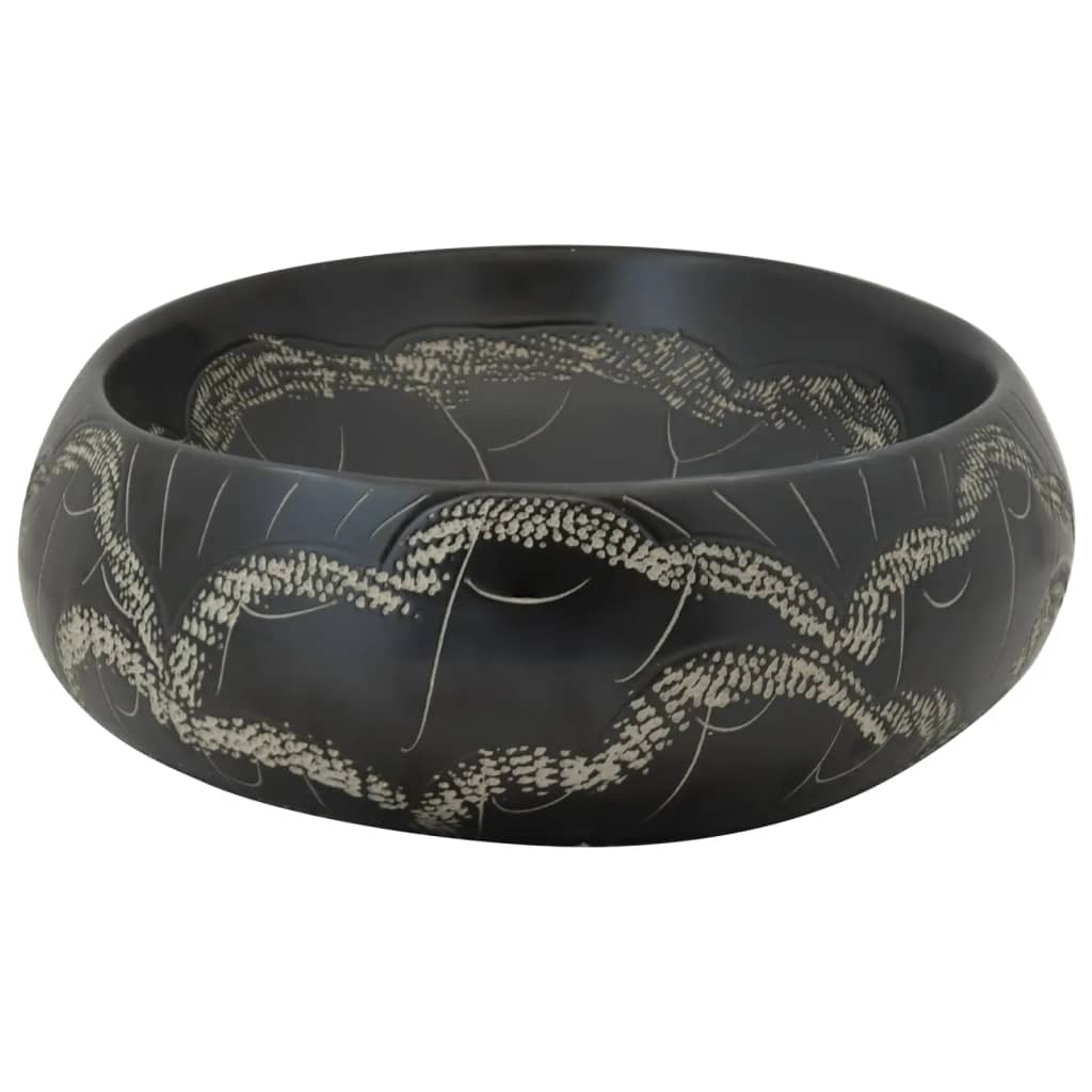 vidaXL Lavabo sobre encimera ovalado cerámica negro 59x40x15 cm