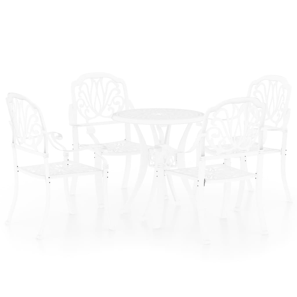 vidaXL Mesa y sillas de bistró 5 piezas aluminio fundido blanco