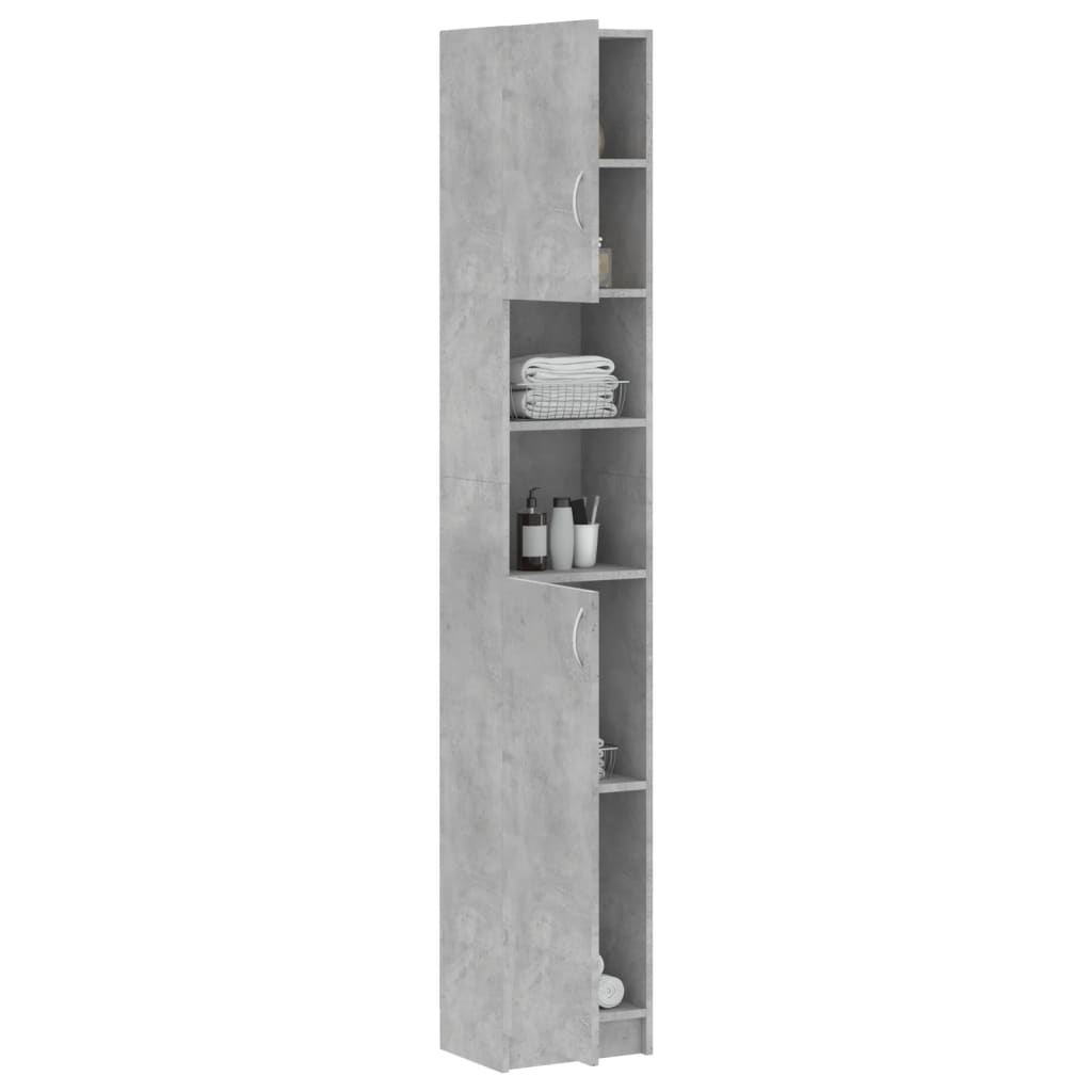 vidaXL Armario de baño contrachapada gris hormigón 32x25,5x190 cm