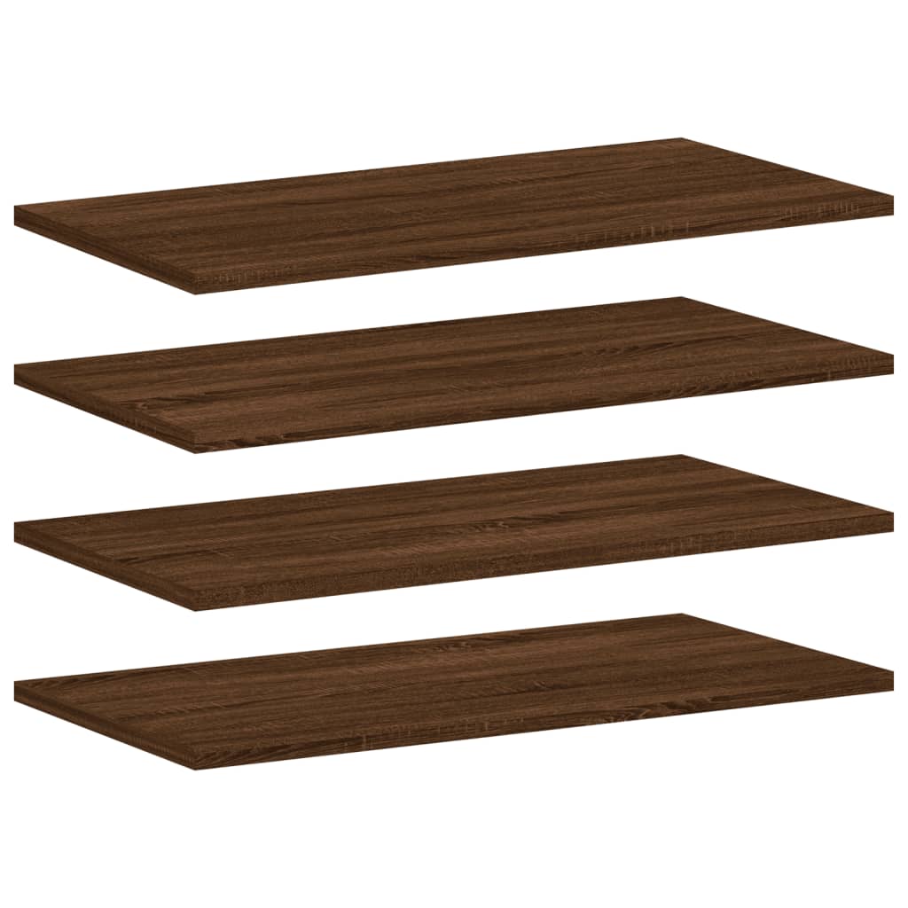 vidaXL Estantes pared 4 uds madera ingeniería marrón roble 60x20x1,5cm